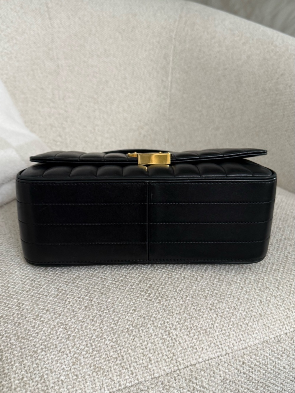 Large Vicky Saint Laurent Black Quilted Top Handle Satchel with Gold YSL - Picture 8 of 16